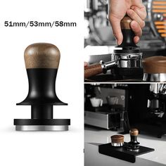 an image of a coffee grinder being used to make espresso in different stages