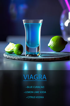 a blue curacao cocktail with limes on the side