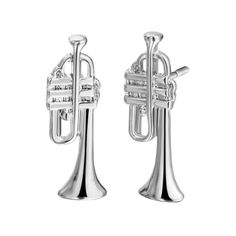 Silver Trumpet Musical Instrument Small, Petite Earrings, New Music Themed Jewelry, Silver Trumpet, Vintage Silver Earrings, Petite Earrings, Quirky Style, Horse Earrings, Silver Flower Earrings, Blue Dangle Earrings, Dog Earrings