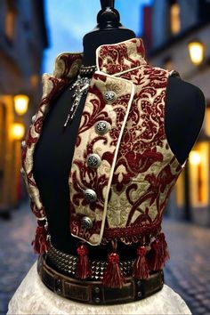 TOREADOR VEST - BURGUNDY/IVORY TAPESTRY – Shrine of Hollywood Fitted Bohemian Vest For Festivals, Bohemian Fitted Vest For Festival, Bohemian Fitted Vest For Party, Fitted Bohemian Vest For Party, Fair Outfits, Fest Outfits, Style Vest, Vest Waistcoat, Vintage European