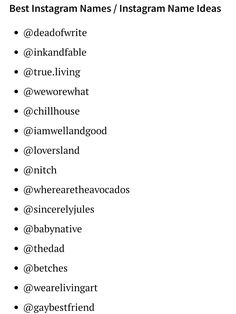 the best instagram names / instagram name ideas