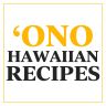 the logo for one hawaiian recipes, which is yellow and black with orange letters on it