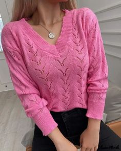 Color: hot-pink, Size: S Lace Dress Casual, Hot Sweater, Knitting Paterns, Pullover Mode, Trendy Sewing, Chic Type, Crochet Dress Pattern, Aesthetic Style, Crochet Woman