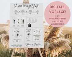 a sign in the middle of a field with words on it that read digitale vorllage