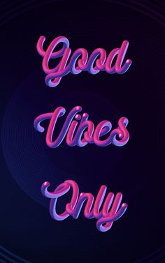 the words good vibes only are painted in pink and purple on a black background