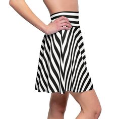 This black and white striped skater skirt is soft to the touch and makes for a great casual look. It is inspired by the freedom of creativity and will instantly become your everyday favorite skirt to wear.  It's made of 100% polyester brushed suede. Comfortable Skirts, Black And White Skirt, Plus Size Summer, Skirt Fashion, Skater Skirt, Casual Chic, Casual Looks, White Stripe, Mini Skirt