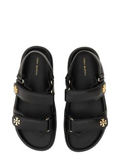 Upper : 100% Ovine Leather; Lining : 100% Ovine Leather; Bottom : 100% Rubber Vietnam | Tory Burch Women's Sandalo kira in Black | SS24 Luxury Trendy Sandals With Round Toe, Luxury Designer Sandals For Summer, Luxury Sandals With Tang Buckle And Round Toe, Tory Burch Heel Sandals, Bvlgari Sandals, Tory Burch Sandals Outfit, Tory Burch Sandals Black, Black Tory Burch Sandals, Sandals Outfit