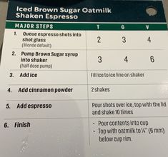 the instructions for how to make brown sugar oatmeal shaker espresso