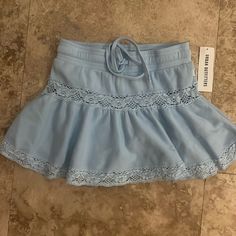 New With Tags Cotton Like Sweat Shirt Material Built In Shorts Lace Detail Size Xs Draw Tie Adjustable Waist Urban Outfitters Lights, Summer Mini Skirt, Lace Mini Skirt, Blue Lace, Lace Shorts, Lace Detail, Mini Skirt, Urban Outfitters, Womens Skirt