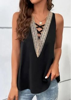 Color:Black;Size:S;Size:M;Size:L;Size:XL;Size:XXL;Package Contents:1 X Tank Top;Style:Casual; Strappy Tank Tops, Loose Top, V Neck Tank Top, Sleeves Clothing, Vest Shirt, Loose Tops, Cut Tshirt, Girly Fashion, Cute Top