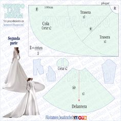 the sewing pattern for a wedding gown