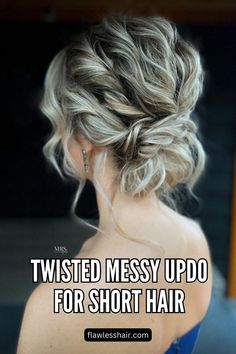 Twisted Messy Updo For Short Hair Short Updo Hairstyles For Wedding, Updos For Shoulder Length Layered Hair, Medium Length Wedding Hairstyles Updo, Short Hair Curl Updo, Mid Length Bridal Hair Updo, Casual Wedding Updos For Medium Hair, Semi Updo Hairstyles Short Hair, Wavy Bob Updo, How To Do An Easy Updo