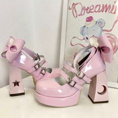 𝒜𝒷ℴ𝓊𝓉: Upper Material: PU Leather Heel Height 4.33‘’/11cm, Platform Height 0.79''/2cm Detachable bow, customized star and moon buckle Star and moon cut-out heel ♡ 𝓈𝒾𝓏𝒾𝓃ℊ ♡ US Size(default) 5 5.5 6 6.5 7 7.5 8 8.5 9 9.5 10 UK 3 3.5 4 4.5 5 5.5 6 6.5 7 7.5 8 EU 35-36 36-37 36-37 37-38 37-38 38-39 38-39 39-40 39-40 40-41 41-42 CM/JP 22 22.5 23 23.5 23.5 24 24.5 25 25 25.5 26 CN 34 35 36 37 37.5 38 39 39.5 40 41 42 Pink Harajuku Style Party Heels, Harajuku Style Pink Party Heels, Pink Harajuku Heels For Party, Pink Kawaii Heels, Harajuku Ankle Strap Heels For Party, Pink Kawaii Heels For Party, Harajuku Style Platform Party Heels, Harajuku Style Platform Heels For Party, Harajuku Platform Heels For Party