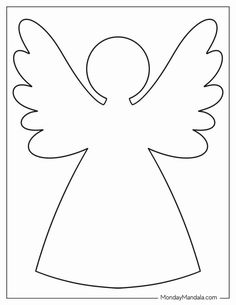 the outline of an angel with its wings spread out, in front of a white background