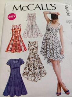 a woman's dress and top sewing pattern from the front, with instructions to make it