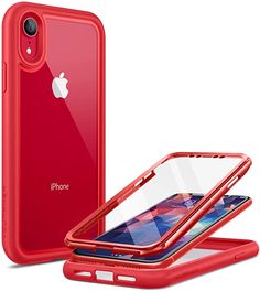 the back and side view of an iphone xr phone case with clear screen protector