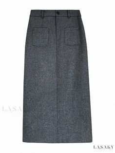 Lasaky - Deerbrooke Wool High-Waisted Skirt with Elegant Pocket Design Concealing Hips for a Sophisticated Look High Waist Long Skirt, Sophisticated Look, Wrap Around Skirt, Body Con Skirt, Types Of Skirts, Olivia Mark, Pocket Design, Dance Wear, Long Skirt