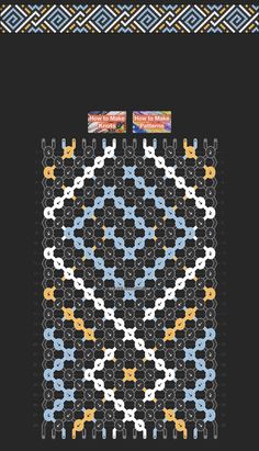 a cross stitch pattern with different colors and designs on black fabric, in the shape of an abstract flower