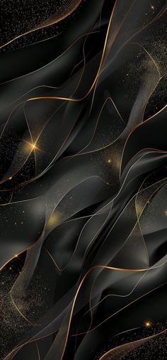 an abstract black and gold background with stars