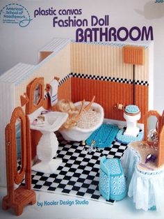 an advertisement for a dollhouse bathroom with furniture and accessories on the front cover is shown