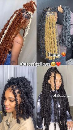 Butterfly Locs With Highlights, False Locs, Locs With Highlights, Butterfly Loca, Type Of Braids, Butterfly Braids, Butterfly Braid, Curly Hair Accessories