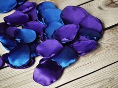 purple and blue petals are on the floor