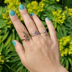 Choose Solid Bronze or 925 Sterling Silver Adjustable Snake Ring - Starts at Size 7 Snake Ring Gold, Phoenix Necklace, Phoenix Pendant, Hammered Silver Ring, Sterling Silver Stacking Rings, Silver Elephants, Snake Earrings, Elephant Pendant, Snake Ring