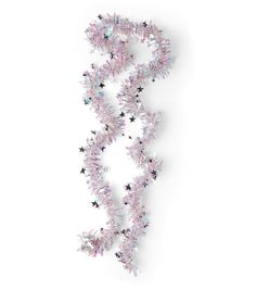 pink and silver star garland on white background