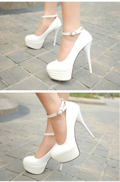 White Crystal Embellished Ankle Strap High Heel Pumps on Luulla Trendy Round Toe Heels For Wedding, Trendy Round Toe Wedding Heels, Trendy Wedding Heels With Round Toe, Cool Palette, White High Heels, Ankle Strap High Heels, Party Heels, Wedding 2024, Teenage Fashion