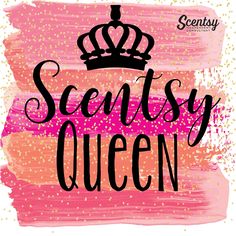 a pink and gold poster with the words scattersy queen in black on it