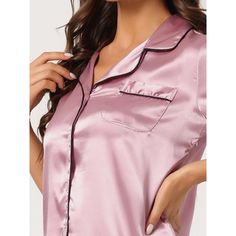 This 2-piece sleepwear set, featuring a short-sleeved top and shorts, is ideal for loungewear, nightwear, and daily wear at home. Made from soft, breathable pure satin, it offers an exceptional wearing experience. Whether you enjoy cozy bedtimes, relax at home, spend a lazy afternoon, or unwind in a bath, this lightweight women's pajama set is the perfect companion. It also makes a wonderful gift for your mom, wife, daughter, girlfriend, or friends. These casual lounge sets are excellent choices Button Down Shirt With Shorts, Satin Button Down Shirt, Satin Pj Set, Pajamas For Women, Cute Sleepwear, Satin Pajama, Night Dress For Women, Short Pj Set, Soft Pajamas