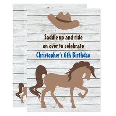 a birthday card with a horse and cowboy hat