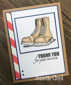 a thank card with a pair of boots on it