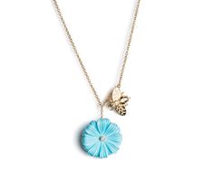 Charm Necklace with Wildflower & Bee Brent Neale, Charm Necklace, Wild Flowers, 18k Gold, Bee, Diamonds, Turquoise, Gold