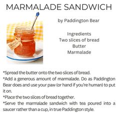 a recipe for marmalade sandwich with instructions