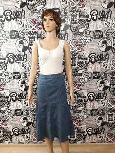 "Long Denim skirt womens skirt maxi skirt blue Denim skirt Vintage mermaid skirt Long skirt Jeans Skirt L height of the woman in the photo - 180 cm Please refer to photos for details of condition. Condition: good vintage 100 % cotton Measurements: Length: 73 cm/28.7 \" Waist: 84 cm/33.1\" Hips: 104 cm/40.9\" Tag Size: EUR-42 note The color on the pictures may vary due to monitor settings and light reflections. Ready to ship Please do not hesitate to contact with me for any questions. Thank you f Vintage Long Skirt, Military Skirts, Long Skirt Jeans, Dirndl Dress Oktoberfest, Cowgirl Skirt, Maxi Skirt Blue, Olive Green Skirt, Vintage Denim Dress, Western Skirts