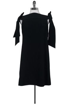 Current Boutique-Tibi - Black Sheath Dress w/ Bows On Shoulders Sz 6 Black Bow Dress For Fall, Her Closet, Black Sheath Dress, Short Dresses Casual, Casual Sweaters, Fashion Street, Black Shorts, Every Woman, Sheath Dress