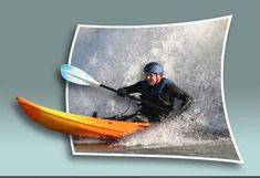 a man in a kayak with the words how to make out of frame in photoshop