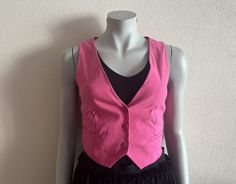 "Women's Vests Pink Vest Pink Women Waistcoat Romantic Classic  Fitted Small Size  Label size: S Measurements (lying flat): Length(back): 16\"/ 40.5 cm Pit to pit: 15.5\"/ 39.5 cm Waist: 13 3/4\"/ 35 cm Condition: great Vintage Condition N.B. Color may slightly differ from picture Please check measurements to insure a proper fit. Remember to allow yourself some extra room for movement. You can compare these with something from your closet that fits you well. Please convo me if you need additional measurements. SHIPPING * I ship worldwide via Priority mail  * I ship from Europe, so please allow 2 to 4 weeks for the package to arrive if you live overseas. * Europe 5 - 10 business days. 258 PRO" Spring Workwear Stretch Vest, Chic Fitted Vest For Spring, Pink Spring Vest For Workwear, Spring Workwear Pink Vest, Pink Spring Vest For Work, Fitted Pink Vest Outerwear, Fitted Pink Vest For Fall, Pink Waistcoat, Cowgirl Vest