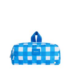 State Bags Clinton blue gingham soft-sided pencil case with loop, front view. Backpack Outfit, Blue And White Gingham, Small Scissors, American Children, Sharpeners, Pens Pencils, Diaper Bag Backpack, Backpacking Packing, Gingham Print