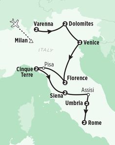 the route map for italy and italy