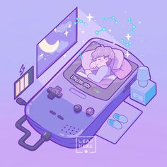 an illustration of a person sleeping in a gameboy