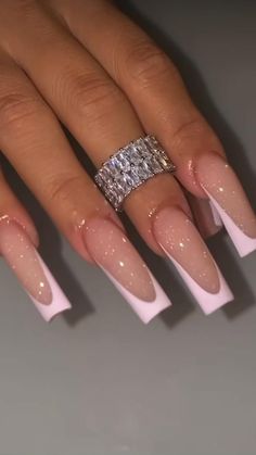 Long Square Acrylic Nails, Prom Nails, Bling Nails