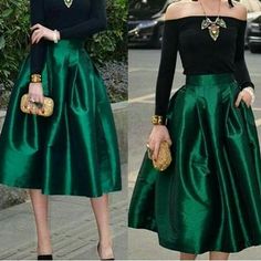 Cocktail Party Outfit, Green Midi Skirt, Evening Dress Long, Green Evening Dress, Cocktail Outfit, Party Rock, Christmas Party Outfits, Looks Party, Holiday Party Outfit