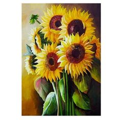 a painting of sunflowers in a vase