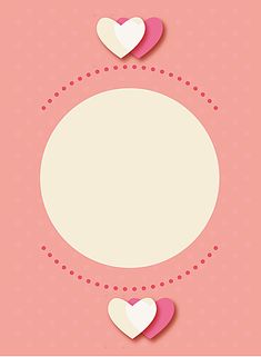 two hearts are in the shape of a circle on a pink background with polka dots