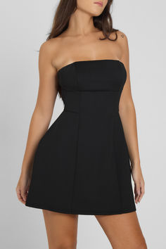 Cut from premium, high density knit fabric, our new Eres Dress is the epitome of a little black mini dress. With its' strapless design and fitted bodice, the extra seam details give this classic style a twist with a slight shaping effect at the hips giving it the LEAU fit we are most notably known for. Strapless Mini Dress With Fitted Bodice And Lining, Black Strapless Tube Top With Corset Back, Elegant Bandeau Mini Dress With Fitted Bodice, Strapless Fitted Bodice Mini Dress Lined, Chic Fitted Bodice Tube Top, Mini Length, Chic Mini Length Tube Top With Fitted Bodice, Chic Fitted Bodice Mini Tube Top, Chic Mini Tube Top With Fitted Bodice, Chic Fitted Mini Tube Top