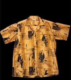 (eBay) Find many great new & used options and get the best deals for 1950s /60s Tiki Shirt at the best online prices at eBay! Free shipping for many products! Fitted Retro Hawaiian Shirt For Vacation, Retro Fitted Shirt For Beach, Vintage Fitted Hawaiian Shirt With Short Sleeves, Retro Fitted Hawaiian Shirt For The Beach, Retro Fitted Hawaiian Shirt For Beach, Fitted Vintage Hawaiian Shirt With Short Sleeves, Fitted Retro Hawaiian Shirt For Beach, Vintage Camp Collar Blouse For Summer, Fitted Vintage Blouse For Vacation