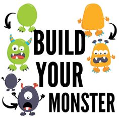 an image of some cartoon monsters with the words build your monster