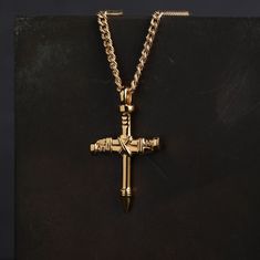 Men's Necklace Cross Nails Pendant Handmade 18K Gold Vermeil Nails Pendant, Cross Nails, Gold Vermeil Jewelry, Men's Necklace, Solid Gold Jewelry, Gold Vermeil, Unique Pieces, Jewelry Pieces, Solid Gold